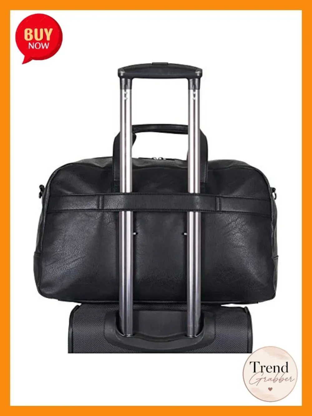 Water Resistant Pebbled Faux Leather Duffel Travel Bag with Shoulder Strap